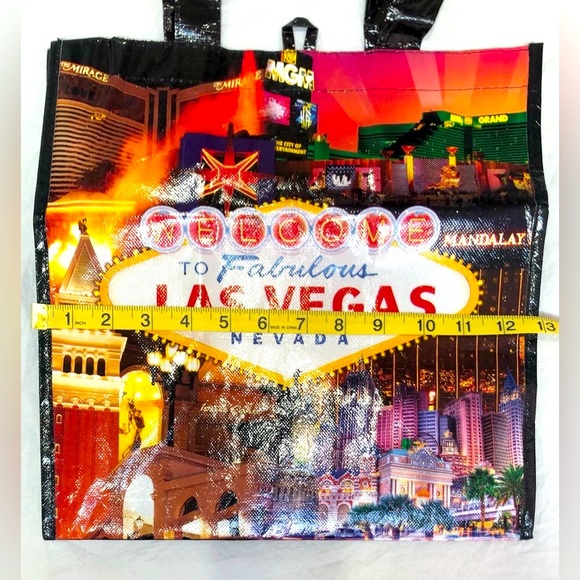 LAS VEGAS reusable tote shopping bag Welcome to Las Vegas scene size 13x13  NEW - Picture 3 of 9